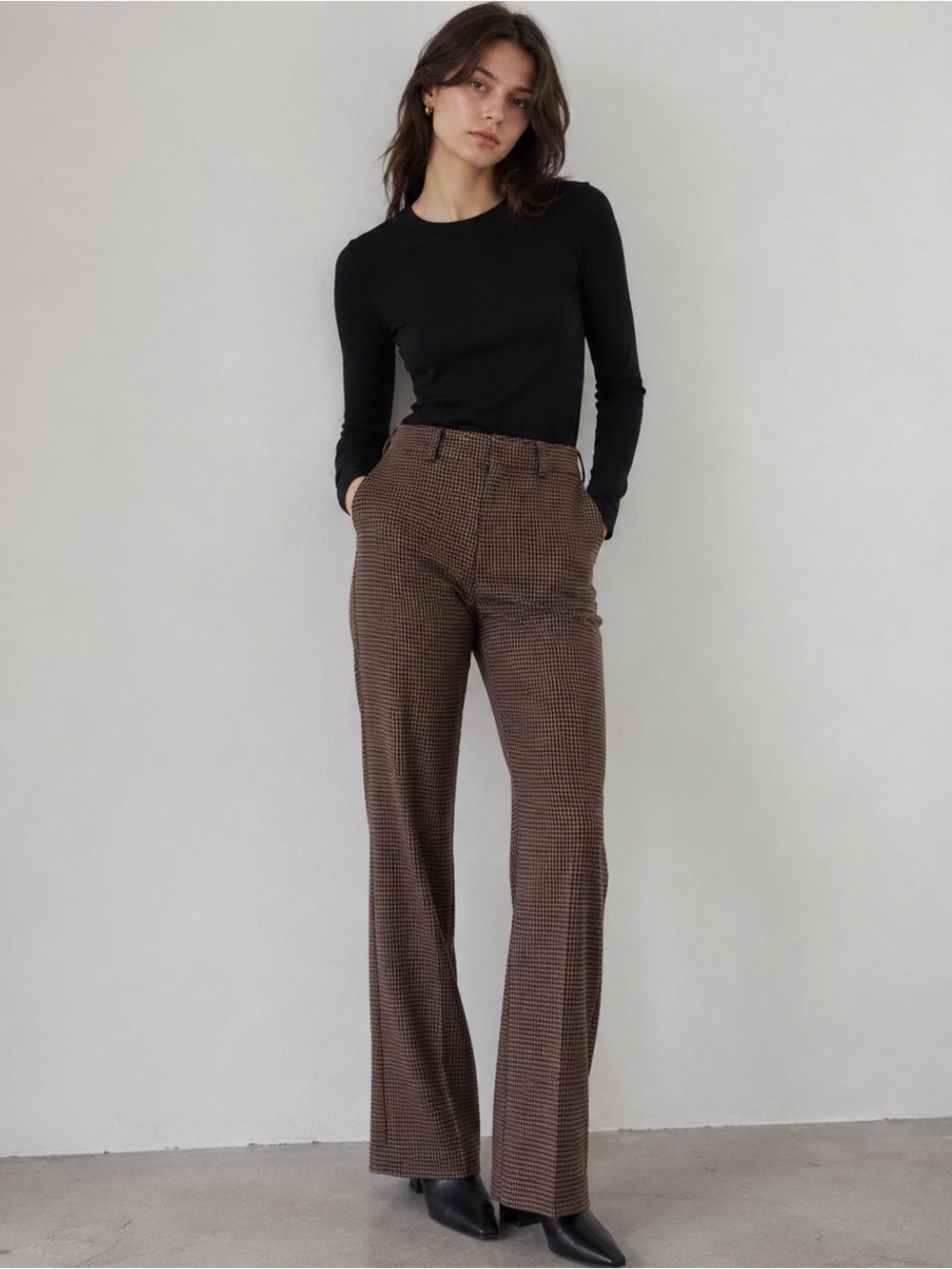 Alice + Olivia Mini Houndstooth Trousers Slim Flare Women’s Size 28 Small Preppy
